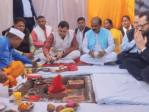 सीएम धामी ने टनकपुर में ₹5590.70 लाख की लागत से होने वाले निर्माण कार्य का किया भूमि पूजन