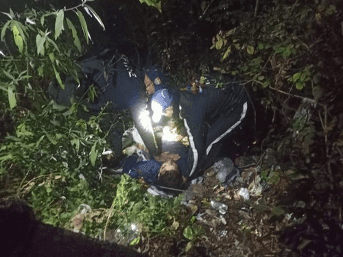 Fire service Mussoorie rescued a person who fell into a ditch