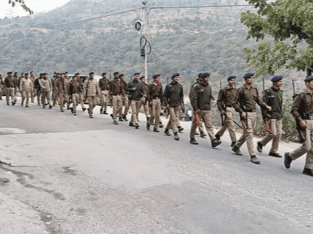 Flag march conducted by Rudraprayag District Police