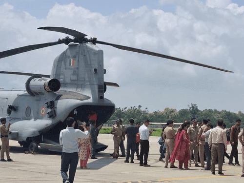 Image for Several people successfully rescued so far by Chinook Helicopter