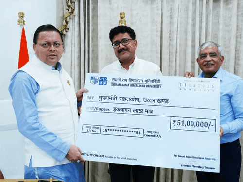 Image for Swami Rama Himalayan University contributed ₹51 lakh to the CM’s Relief Fund