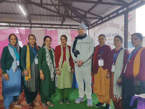 Image for CM Dhami meets self-help group women in Bhararisain