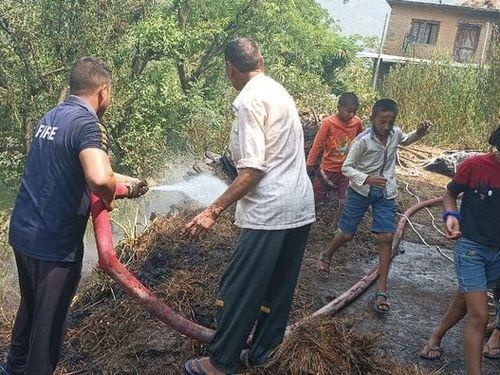 Image for गाँव की गौशालाओं तक पहुँची आग को फायर यूनिट ने बुझाकर मवेशियों को बचाया