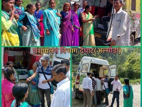 देघाट के अंतर्गत आने वाले ग्राम में पशुओं हेतु दवा वितरित कर उपचार किया गया